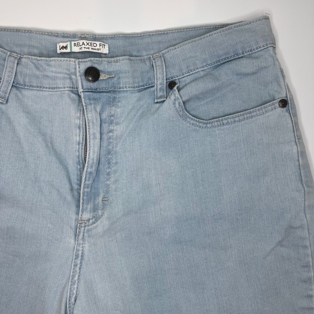 Lee Relaxed Fit Straight Leg Jeans Light Wash Blue Denim Womens 16 Medium